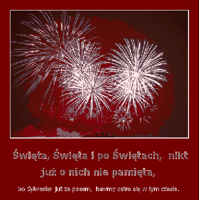 Czerwona kartka z fajerwerkami po świętach